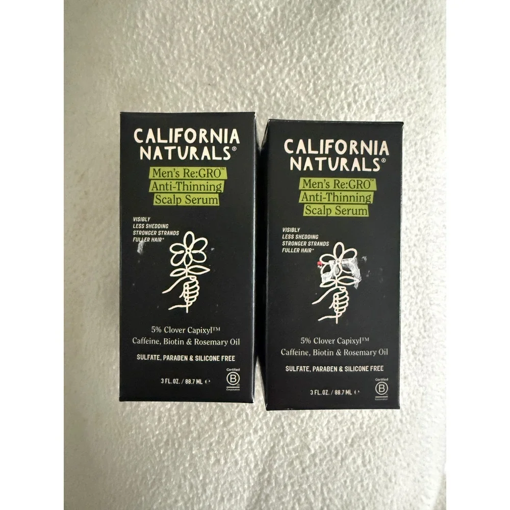 2 Pack California Naturals Men's Re: Gro Anti-Thinning Scalp Serum 3 Ounce